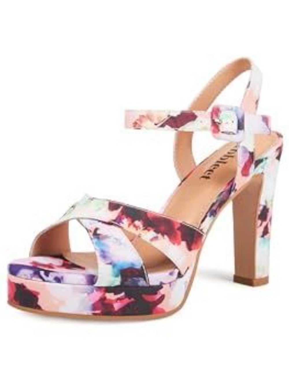 Abbleet Women’s Floral Multi-Color Platform Block Heel Sandals - US Size 8